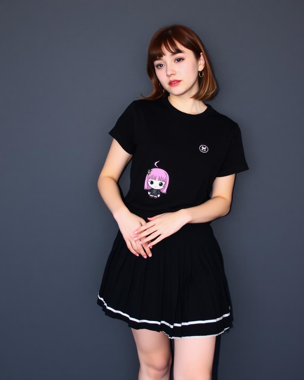 Gothic Doll Tee + Pleated Skirt worn by @rosepetalruin